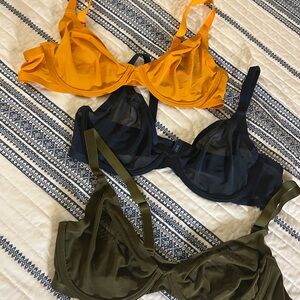 Set of 3 CUUP Plunge Mesh Bras 38C